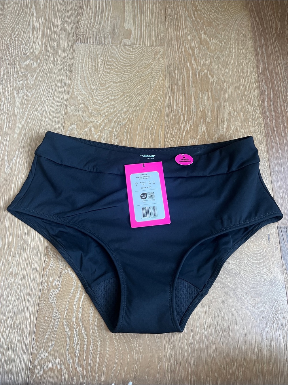 NWT Modibodi Hi Waist Bikini Brief Period Swimwear- Black